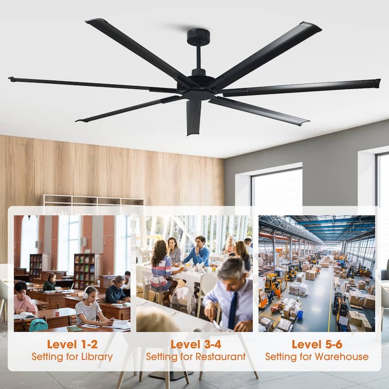 100" Indsutrial Black/ Silver Extra Larger Commercial Ceiling Fan with Remote - 100" Huge Fan