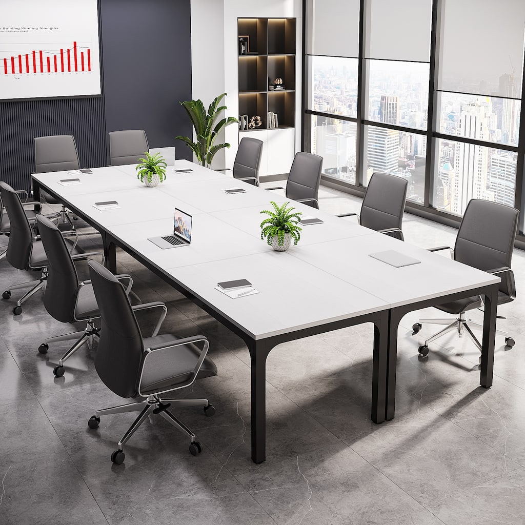 13 FT Conference Table Set for 4, 78.74" Large Office Conference Tables, Modern Seminar Meeting Table Desk