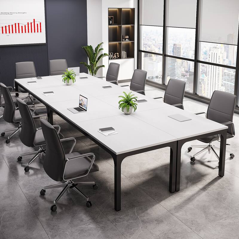 Rectangle 13FT Large Conference Table Set of 2, 78.74-Inch Meeting Seminar Table, Long Business Table
