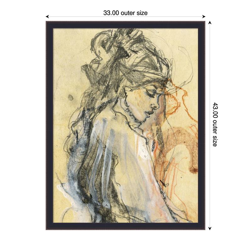 Emphasizing Fluid Lines And Textures by Ute Rathmann Wood Framed Wall Art Print - 33 x 43 in