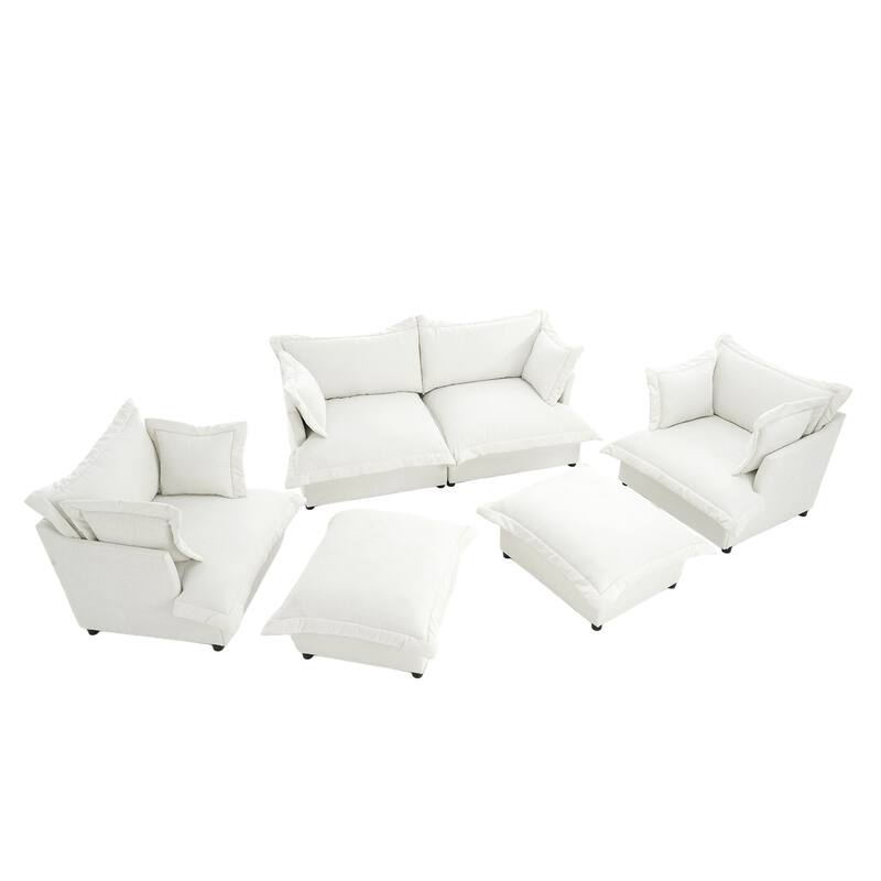 6 Piece Oversized Chenille Comfy Cloud Modular Sectional Sofa Set