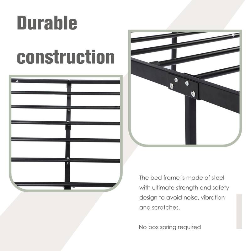 Goutwel Metal Platform Bed Frame with Headboard and Footboard