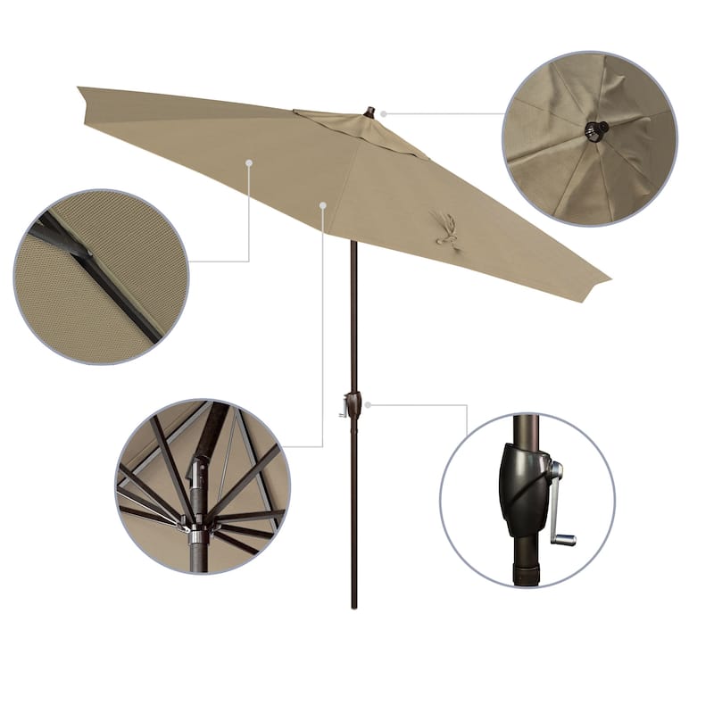 North Bend 9-foot Crank Lift Auto Tilt Patio Umbrella with Outdoor Rated Olefin fabric by Havenside Home