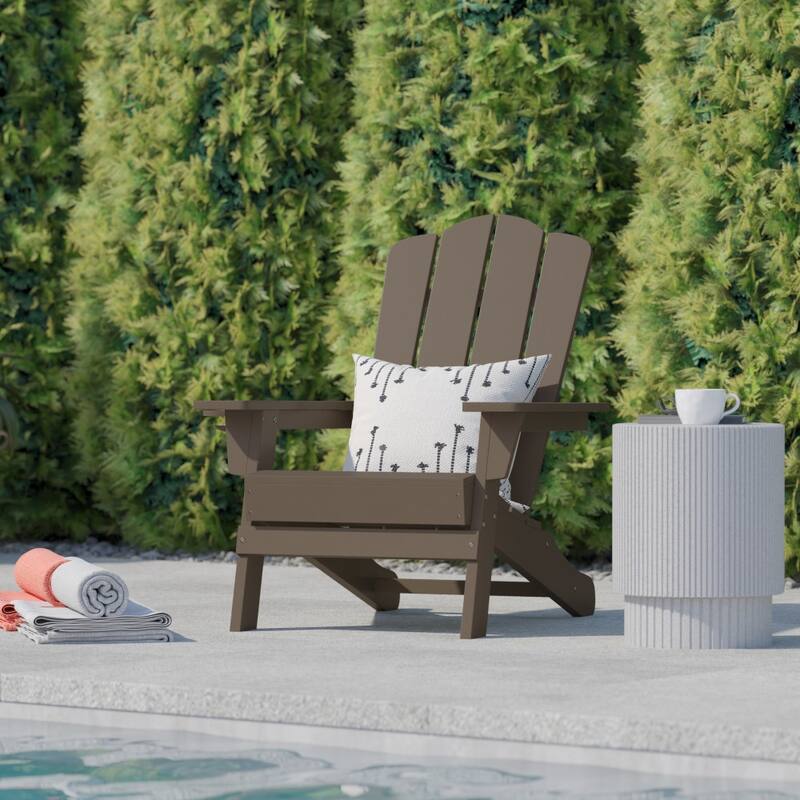 Commercial Grade All-Weather Adirondack Chair with Swiveling Cupholder