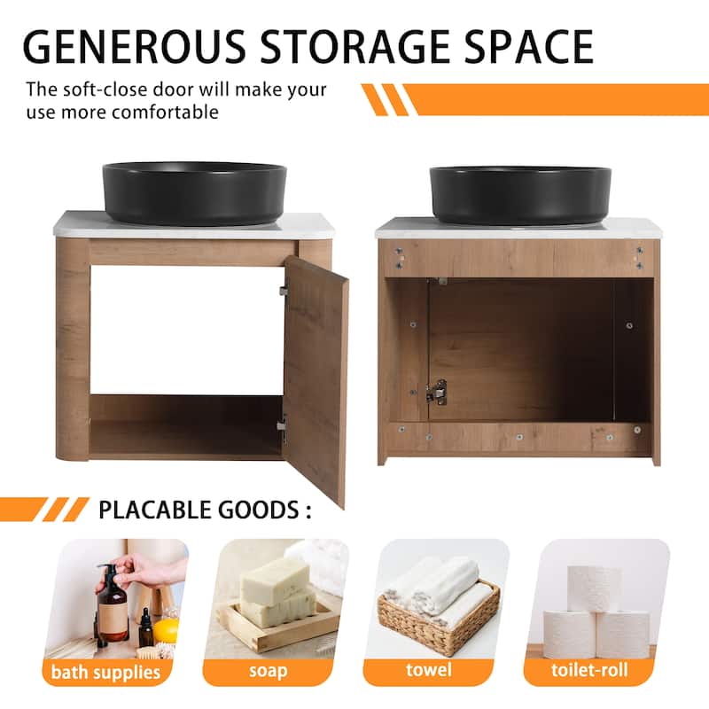 Bathroom Vanity With Sink In 24/30 Inch, Floating Bathroom Vanity With Soft Close Door