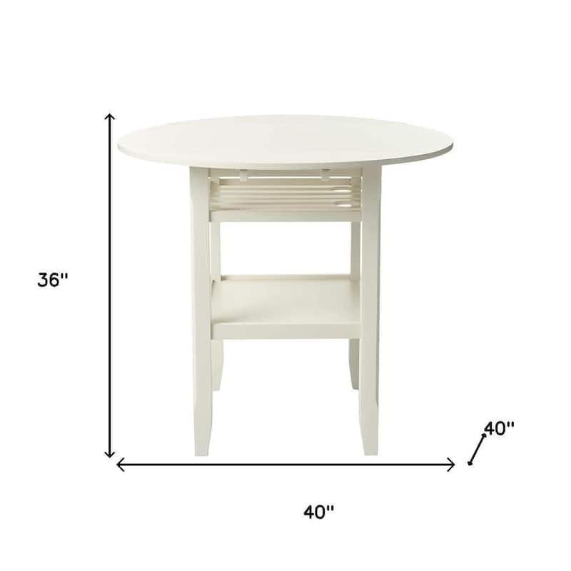 HomeRoots 40" Cream Wood Rounded Drop Leaf Bar Table - 40.00 in. x 36.00 in. x 40.00 in.