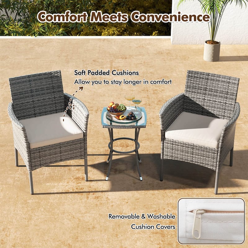 Costway Set of 2 Patio Rattan Arm Dining Chair Cushioned Sofa - See Details