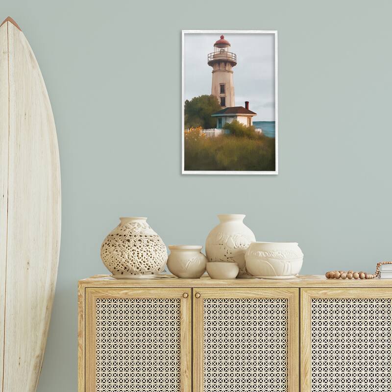 Stupell Scenic Summer Lighthouse View Framed Giclee Art Design By Elizabeth Medley