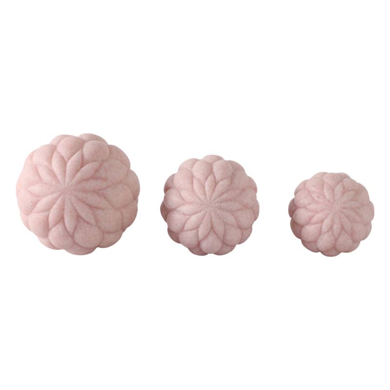 Polyresin Orbs Textured Sculpted Design (Set of 3) - 6", 5", 4" Pink - 6" x 6" x 6"