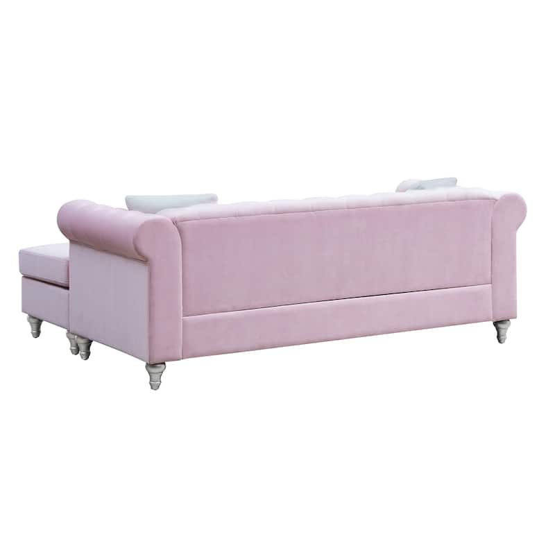 Raisa Microsuede Velvet Tufted Sofa with Chaise