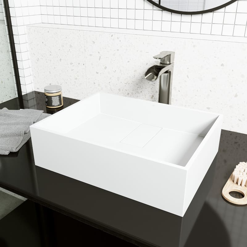 Vigo Bryant 13-1/8" Rectangular Matte Stone Vessel Bathroom Sink