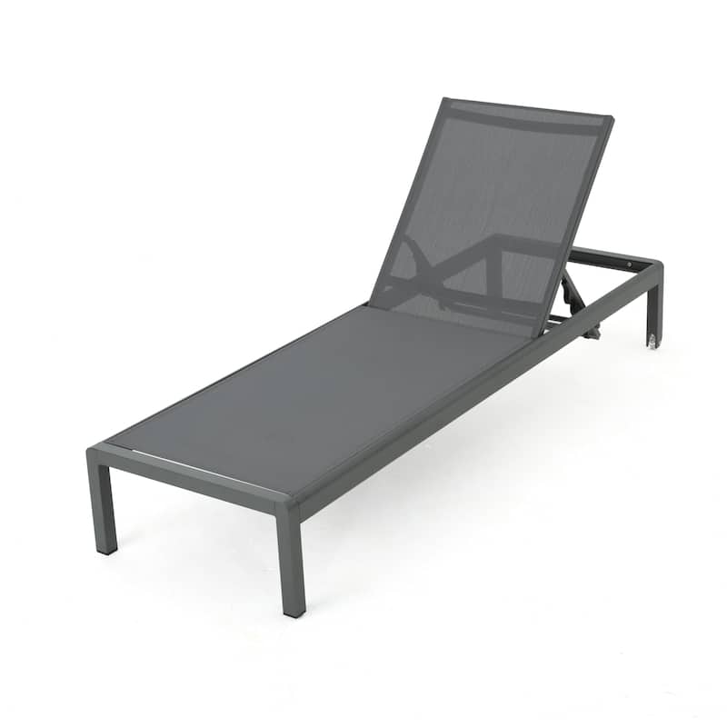 Cape Coral Dark Grey Aluminum & Mesh Outdoor Chaise Lounge (Set of 4) by Christopher Knight Home