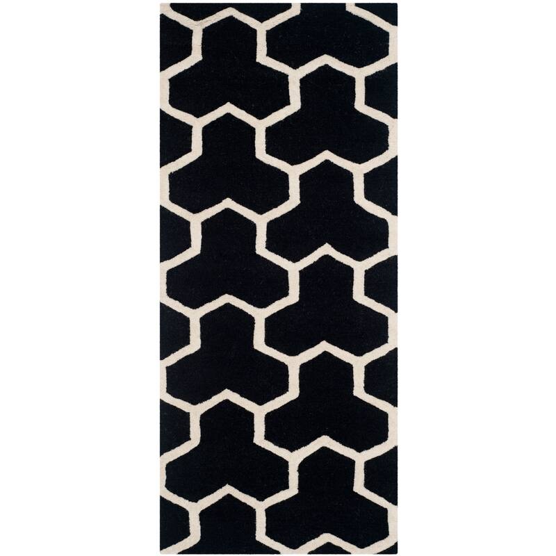 SAFAVIEH Handmade Cambridge Nevila Modern Moroccan Wool Rug - 2'6" x 6' Runner - Black/Ivory