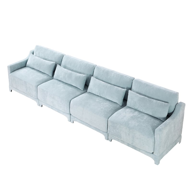 GDFStudio- Marigold Chenille Fabric Four-Seater Sofa