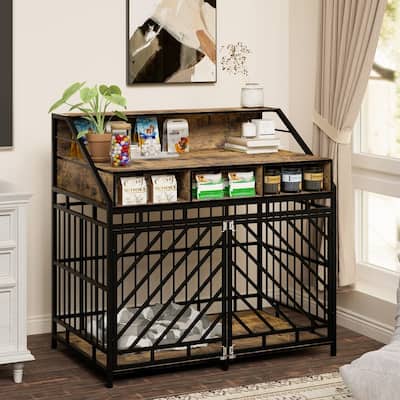Double Door Dog Kennel with Three Drawers Storages