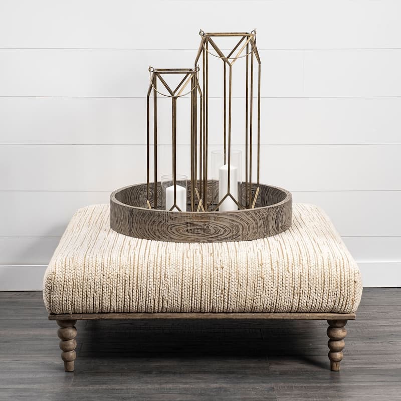 Ivy Large Gold Metal Geometric Cage w/Hanger Candle Holder Lantern