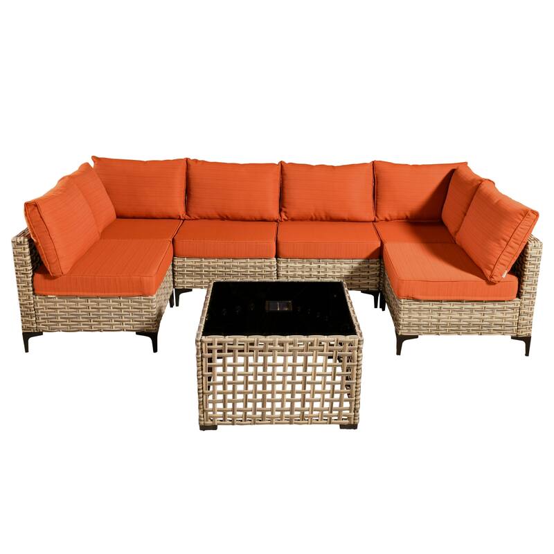 HOOOWOOO 7-piece Rattan Patio Furniture Sectional Set