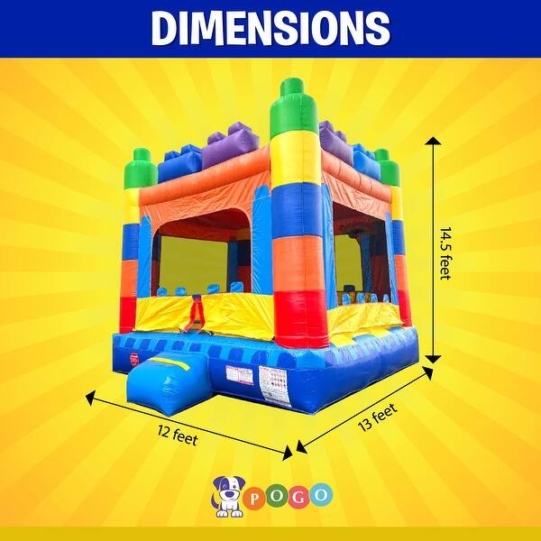 Pogo Bounce House Crossover Kids Inflatable Bounce House with Blower, Building Block Jumper