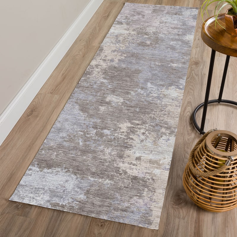 Machine Washable Indoor/ Outdoor Chic Modern Chantille Rug