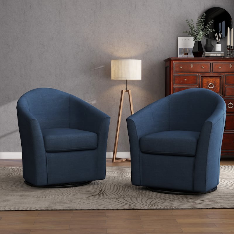 2 Set Modern Upholstered Swivel Barrel Chair Living Room Accent Chair