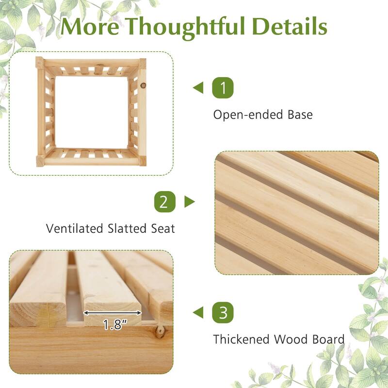 Costway Patio Wooden Bench with Planter 2 Side Flower Box Slot Design - See Details