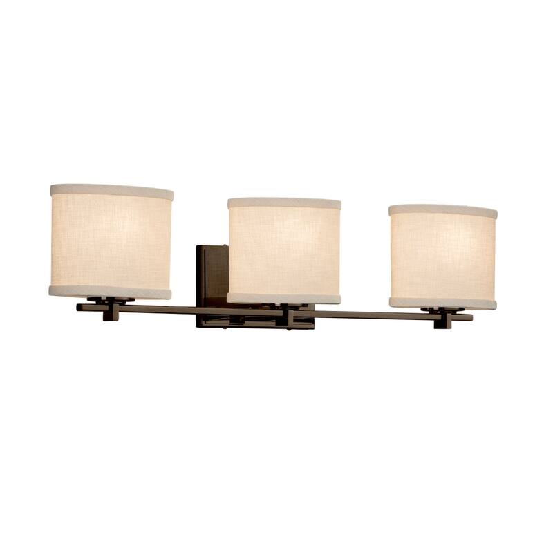 Justice Design Textile Era 3-light Dark Bronze Bath Bar, Cream Oval Shade