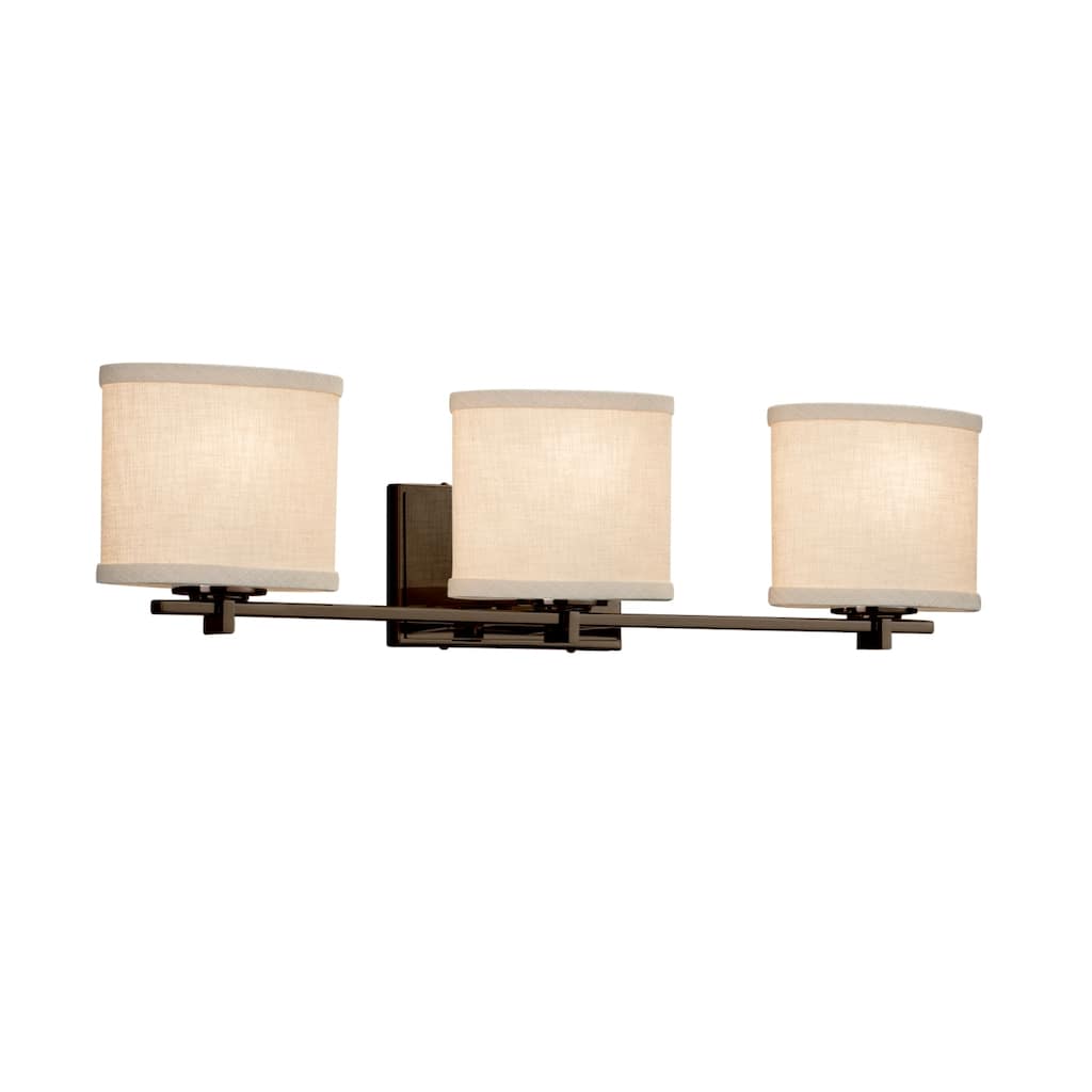 Justice Design Textile Era 3-light Dark Bronze Bath Bar, Cream Oval Shade