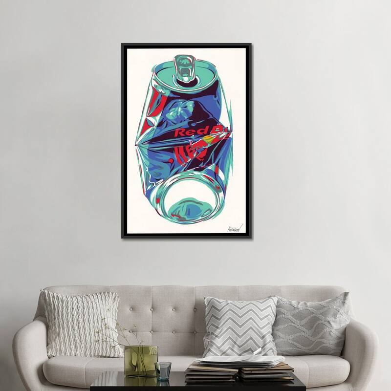 iCanvas "Crashed Red Bull Can" by Vitali Komarov Framed Canvas Print