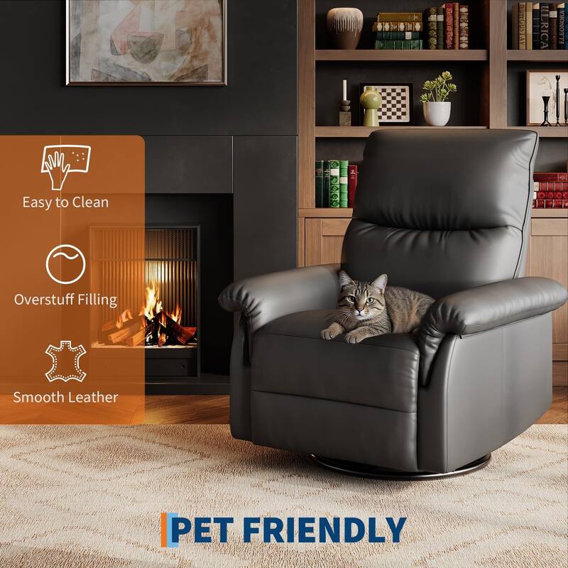 Recliner Chair, 360° Swivel Rocker Glider Nursery Chair with Padded Armrest and Deep Seat