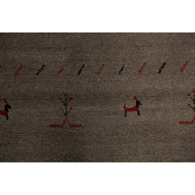 Tribal Gabbeh Oriental Rug Hand-Knotted Multi-Color Wool Carpet - 5'9" x 8'0"