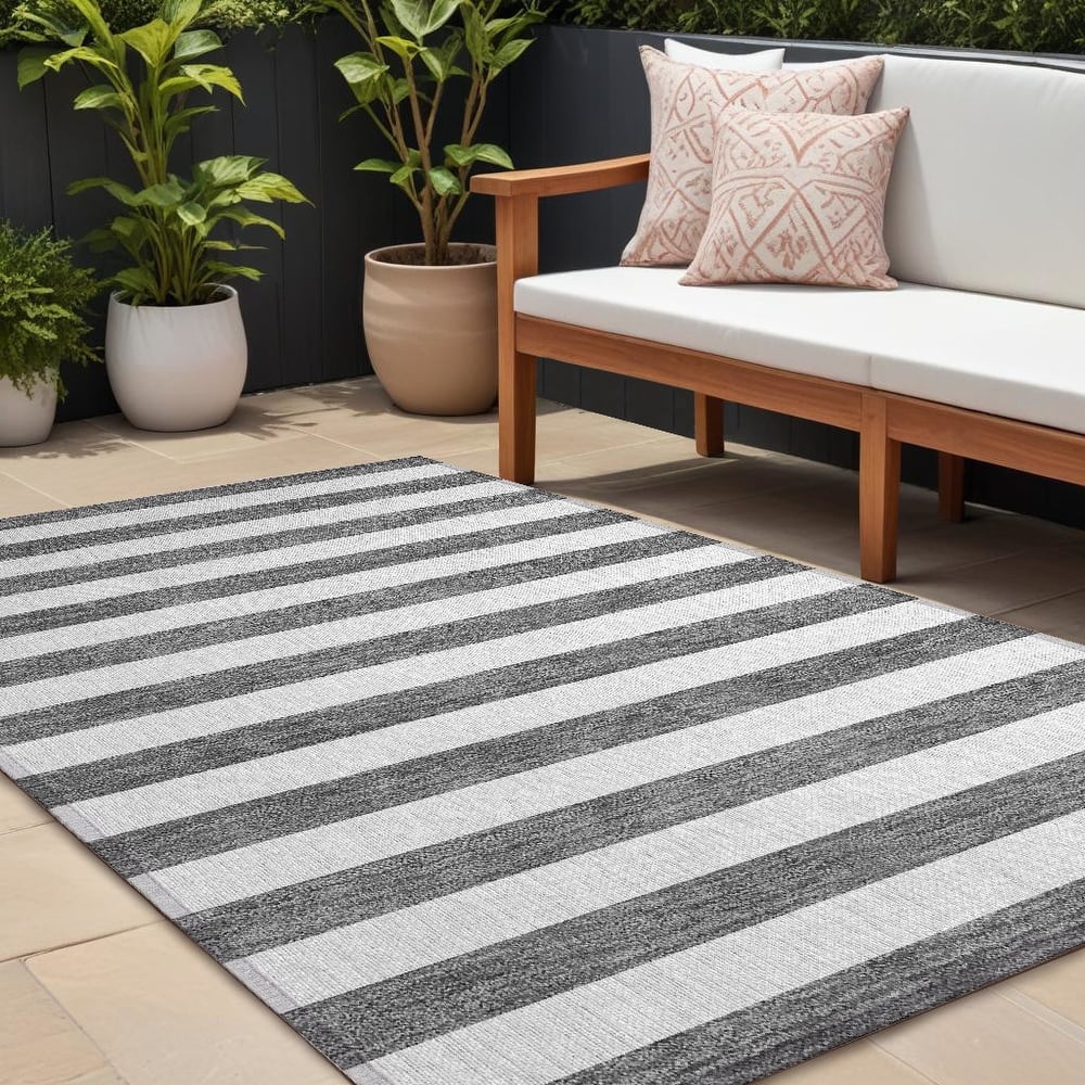 Dane Stripe Weather Resistant Classic Meets Modern Outdoor Rug