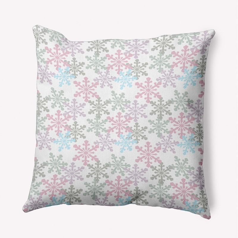 Snow Fall Winter Indoor/Outdoor Throw Pillow - 16" x 16" - Pink Icing