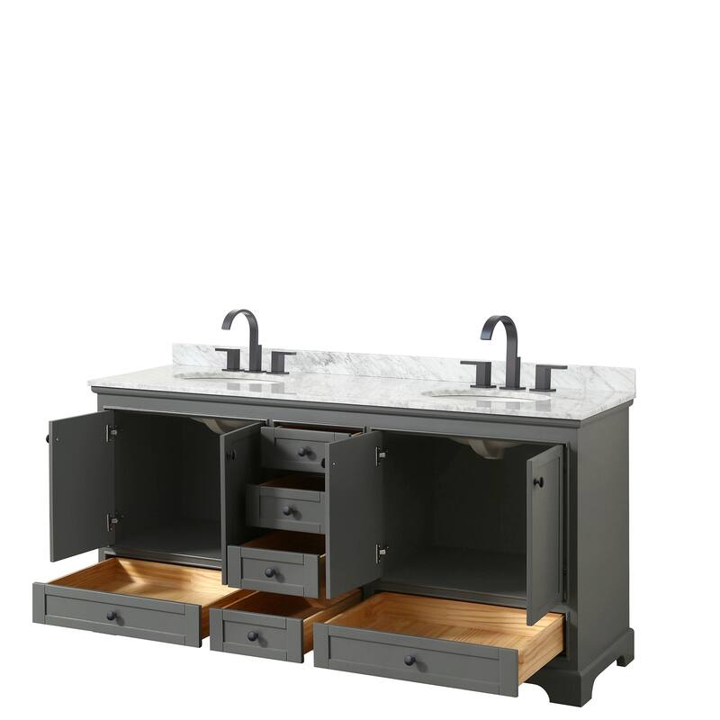 Deborah 72-inch Dark Gray Double Vanity, Oval Sinks, No Mirrors