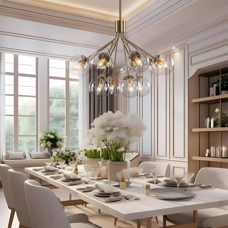 Starsky 12-Light Modern Bubble Seeded Glass Chandelier