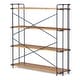 preview thumbnail 1 of 9, Yorktown Industrial 4-shelf Firwood Bookcase by Christopher Knight Home Antique Brown+Blue+Black