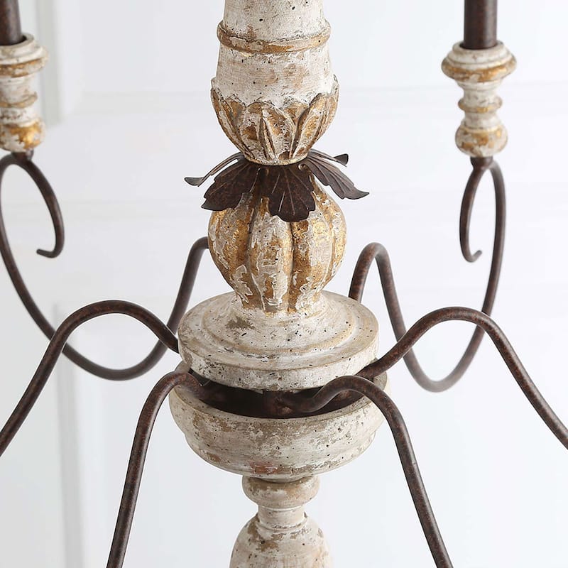 The Gray Barn French Country 6-Light Wood Chandelier Classic Farmhouse Lights - 31.1" D x 28" H