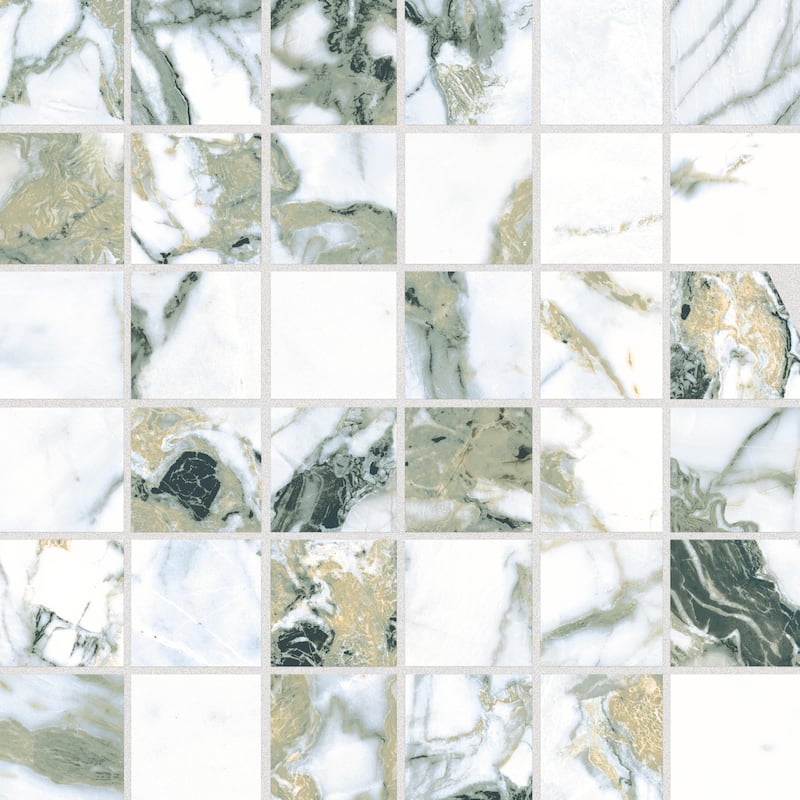 Merola Tile Touche 2" Square Jade 11-3/4" x 11-3/4" Porcelain Mosaic Floor and Wall Tile - (1 Tile)