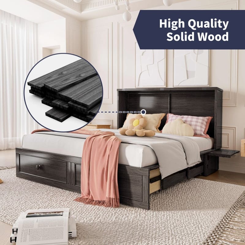 Mixoy Queen Size Murphy Bed Chest with Mattress and Storage