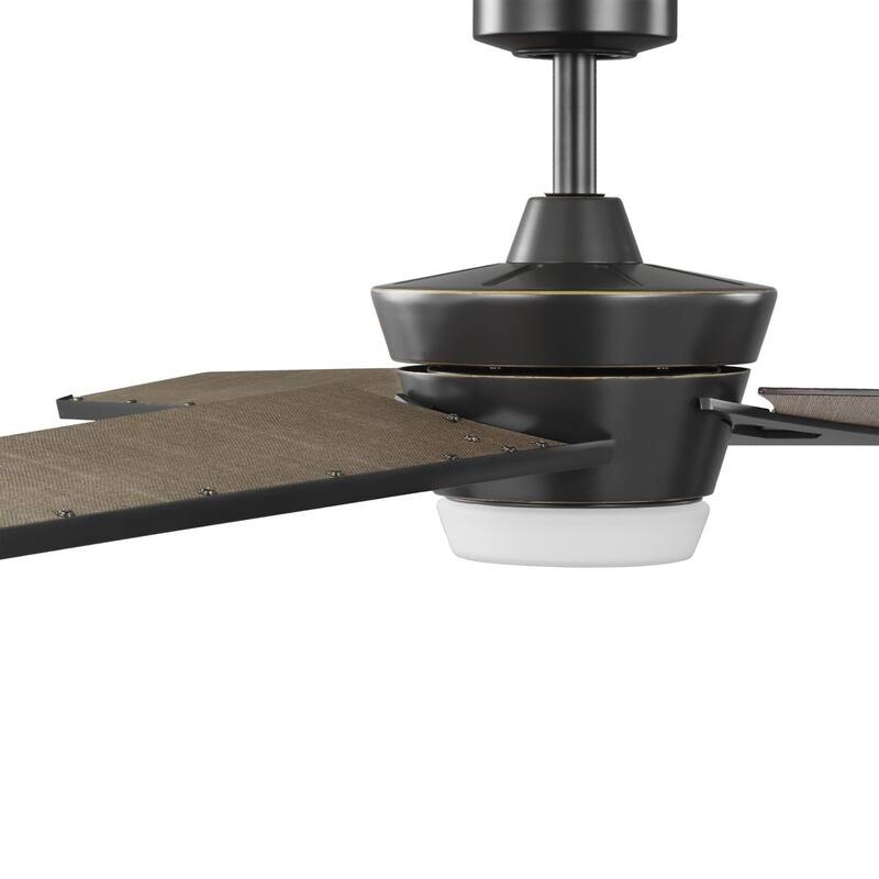 Kasota Collection 56-Inch Three-Blade Tan Linen Oil Rubbed Bronze LED DC Motor Modern Ceiling Fan - 56 in x 56 in x 15 in