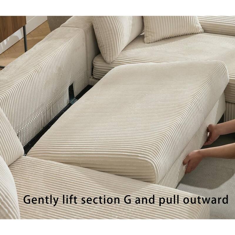 114" Modern 2-in-1 Convertible Sleeper Sofa with Chaise Lounge & Pillows