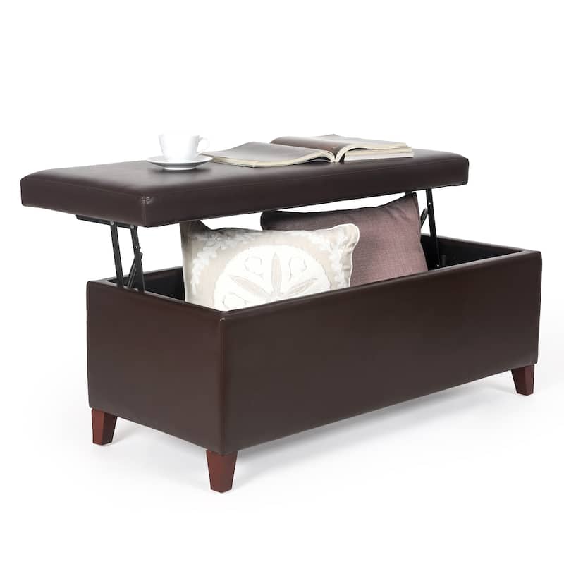 Adeco Rectangle Storage Ottoman Tufted Bench Footstool Lift Top