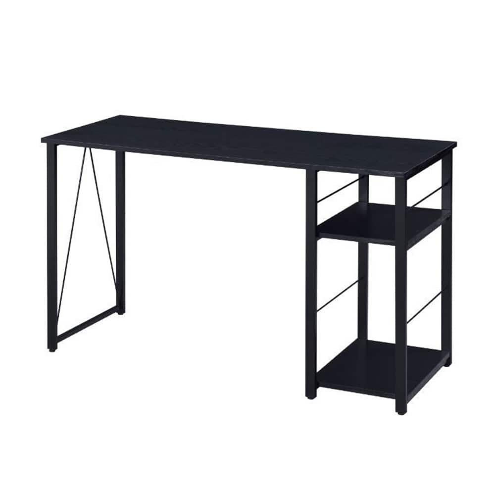 Rectangular Writing Desk with 2 Tier Shelf, Black