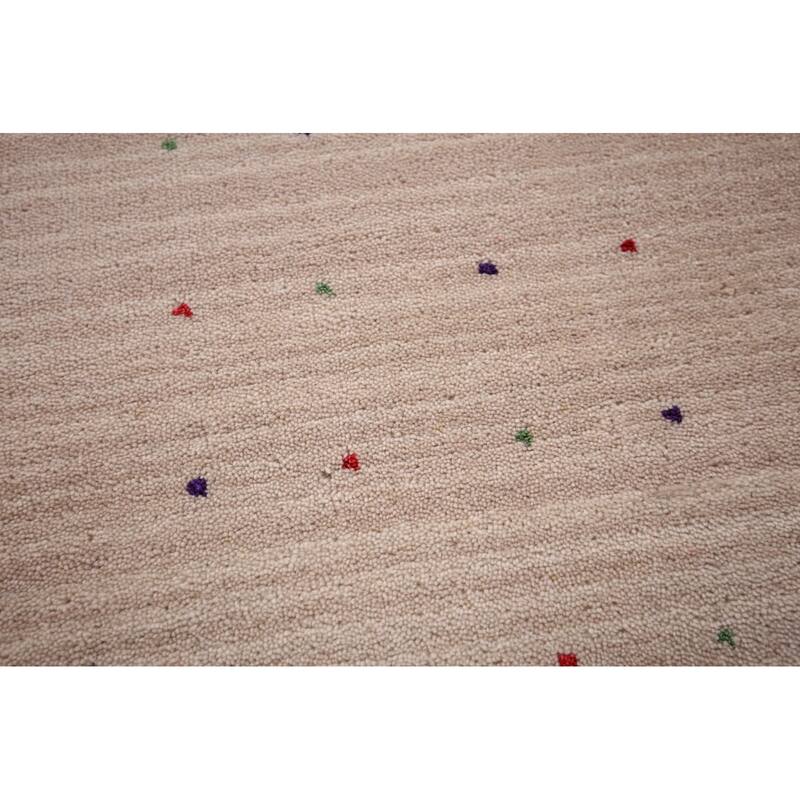 Gabbeh Oriental Square Area Rug Hand-Knotted Wool Carpet - 7'11" x 7'10"