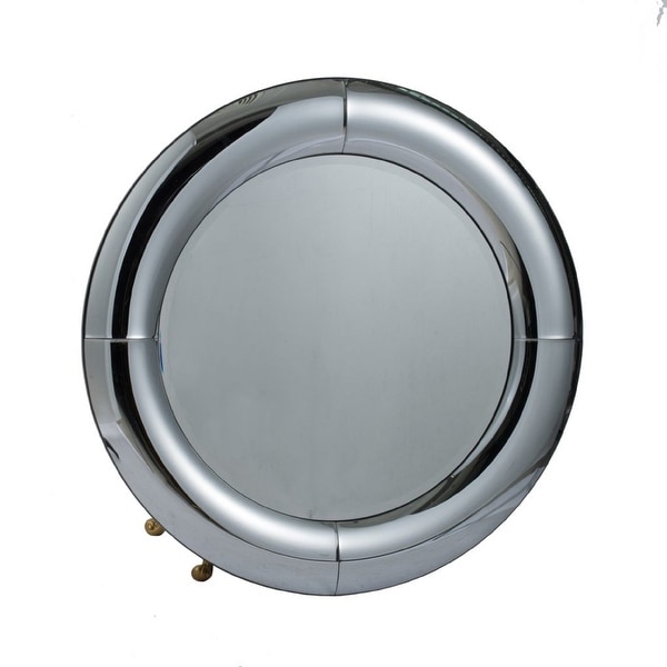 31.5" Silver Vintage Style Glamour Curved Round Wall Mounted Mirror - N/A