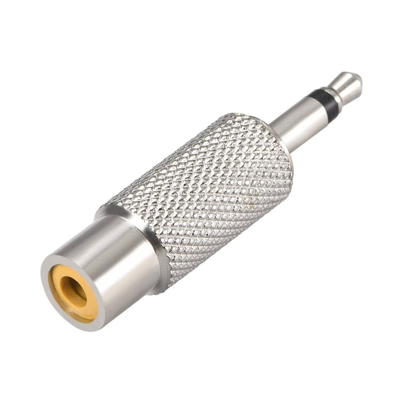 3.5mm Mono Male to RCA Stereo Female Audio Video Adapter Converter Zinc Alloy - Silver Tone - 1.57" x 0.39" (L*D)