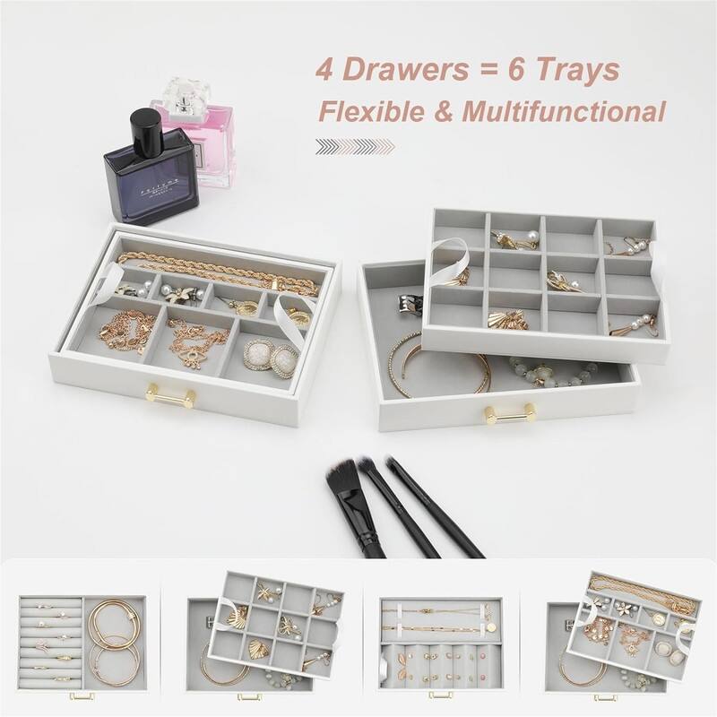 Stackable Jewelry Trays Organizer - 7.48"D x 5.51"W x 6.3"H