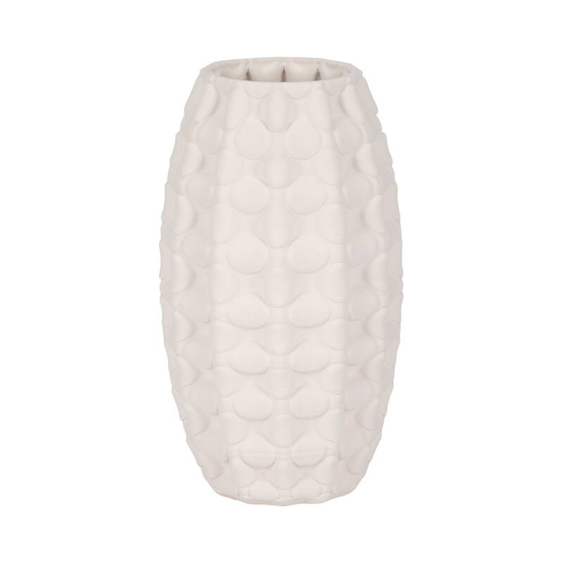 Sagebrook Home Alexander 3D Printed Vase, Ivory/Beige, Bud