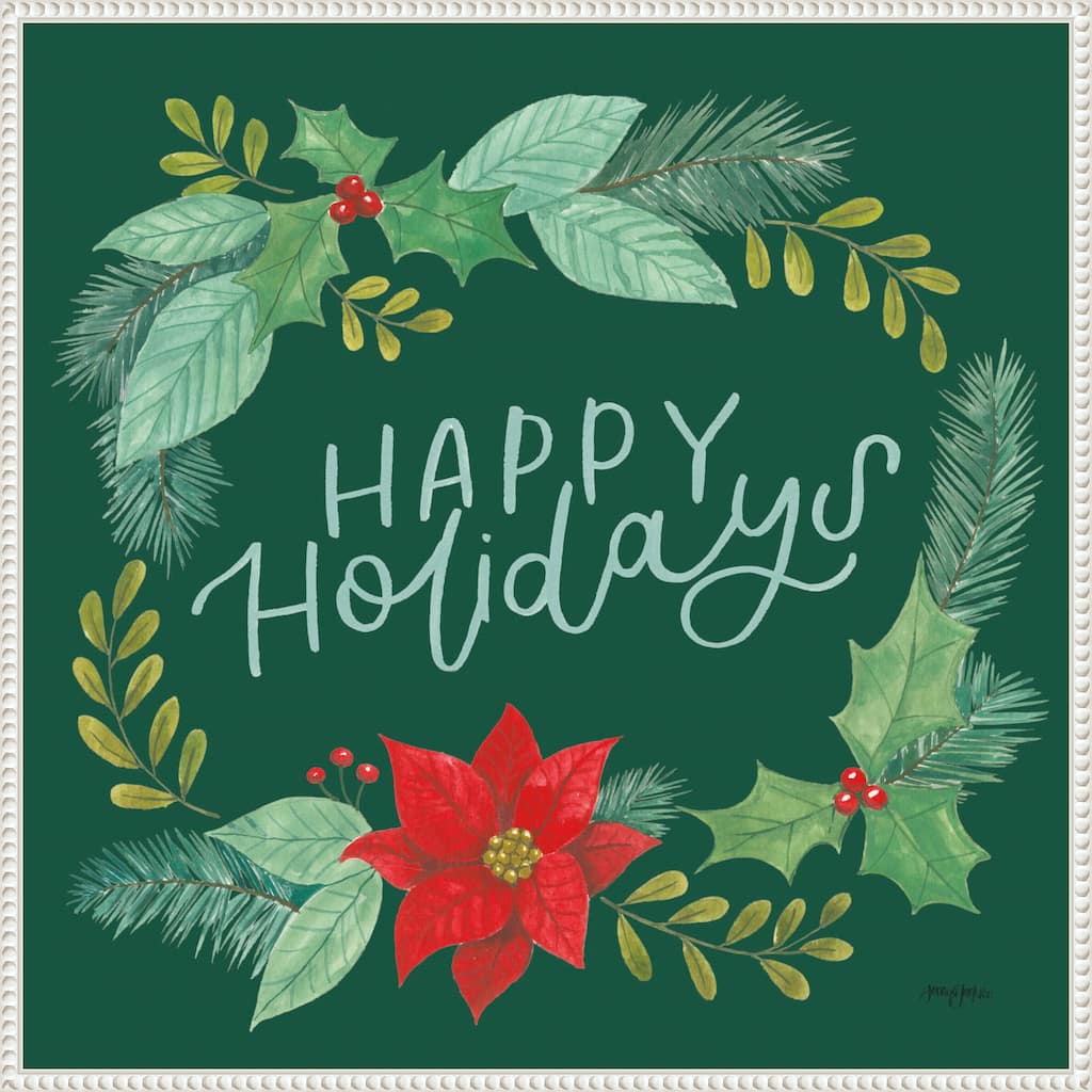 Holly and Pine II Holidays by Jenaya Jackson Framed Canvas Wall Art Print