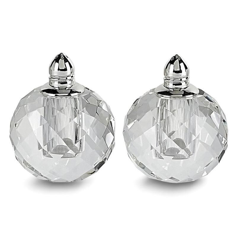 Curata Handcrafted Lead-Free Crystal Silver-Plated Zendra Salt and Pepper Shakers