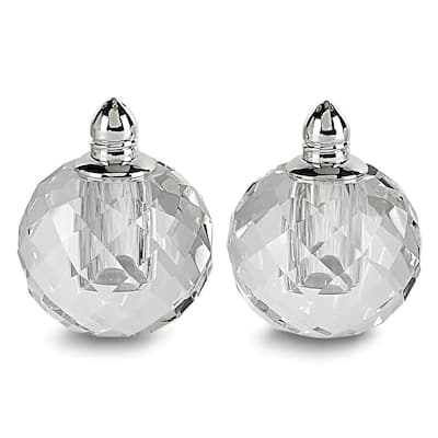 Curata Handcrafted Lead-Free Crystal Silver-Plated Zendra Salt and Pepper Shakers